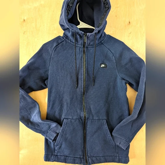 Nike Sportswear Mens Full Zip Fleece Casual Hoodie Small Navy Blue 4.737 - Picture 1 of 9